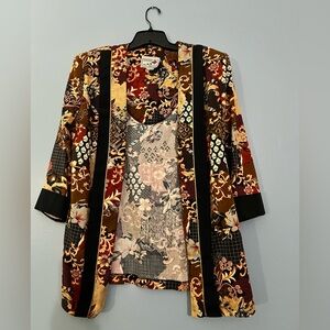 Floral Patchwork Open Front Jacket